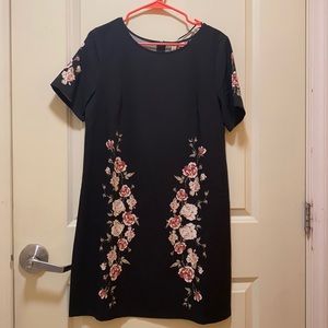 Black Floral Short Sleeve Dress
